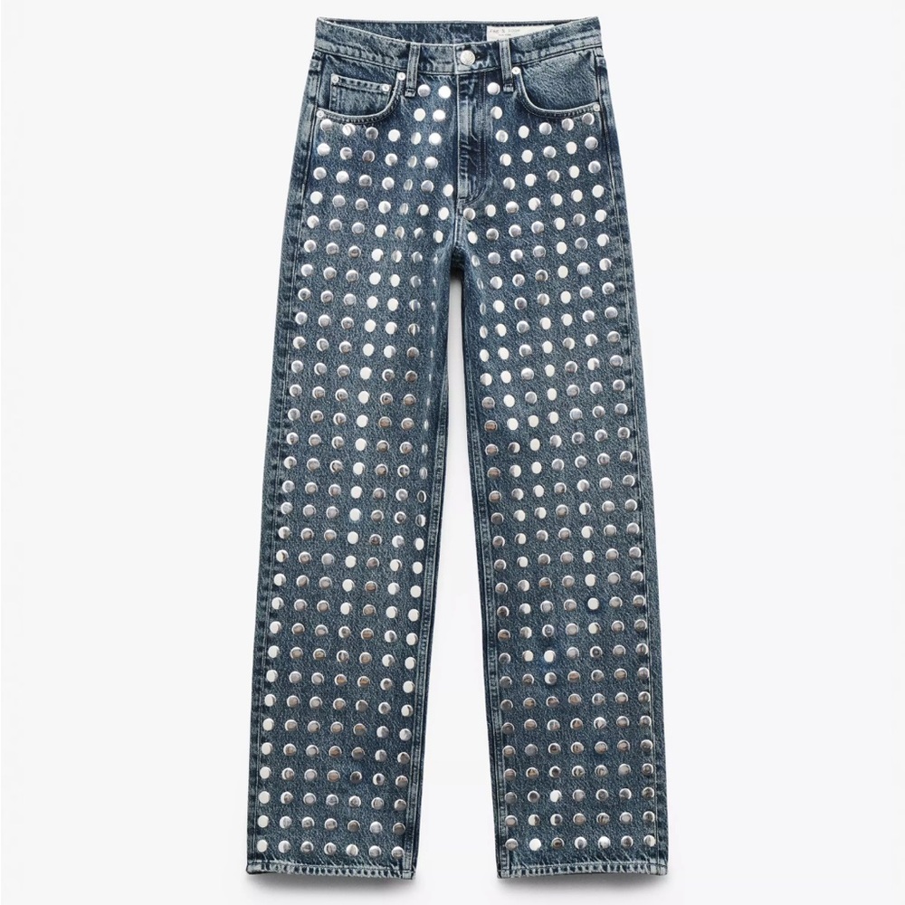 Rag & Bone Shea Relaxed Straight Jeans in Studded Kingston Size 28 - Picture 10 of 15
